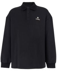 Amiri - Sweatshirt With Polo Neck And Front Lettering Logo - Lyst