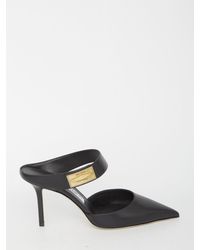 Jimmy Choo - Leather Slip On Nell 85 Mules. - Lyst