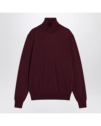 Saint Laurent - Burgundy Turtleneck Sweater In - Lyst
