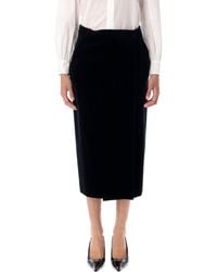 Saint Laurent - Cotton Velvet Midi Wrap Skirt - Lyst