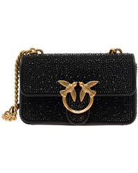 Pinko - 'Mini Love One' Shoulder Bag With All-Over Rhinestones In - Lyst