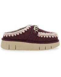 Mou - 'Bounce' Bordeaux Mules With Logo Lettering And Open Rear - Lyst