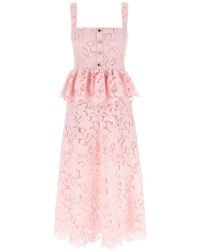 Self-Portrait - Lace Peplum Midi' Dress - Lyst