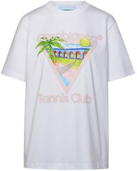 Casablancabrand - 'tennis Club' White Organic Cotton T-shirt - Lyst