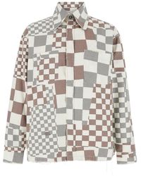 ERL - Multicolor Jacket With Asymmetric Check Motif In Cotton Denim Man - Lyst