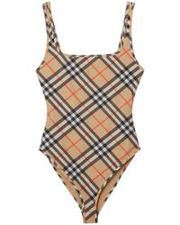 Burberry - Check Swimsuit - Lyst