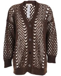 Twinset - V-Neck Cardigan With Open Knit Design - Lyst