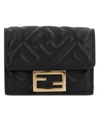 Fendi - Nappa Leather Uette Micro Trifold Wallet Accessories - Lyst