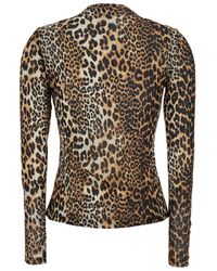 Ganni - Top With All-Over Leopard Motif - Lyst