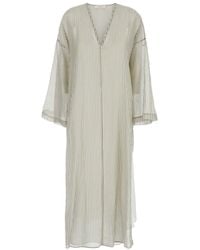 Jucca - Caftan With V Neckline And All-Over Striped Motif - Lyst
