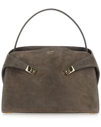 Ferragamo - 'Hug' Shoulder Bag With Logo Printed On Front - Lyst