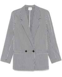 Alysi - Striped Double-Breasted Jacket - Lyst