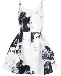 Alexander McQueen - Printed Flared Short Dress - Lyst