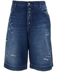Dolce & Gabbana - Blue Denim Bermuda Shorts In Cotton Man - Lyst