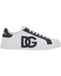 Dolce & Gabbana - 'Portofino' Low Top Sneakers With Logo Patch On The Side And Contrasting Heel With Logo Lettering - Lyst