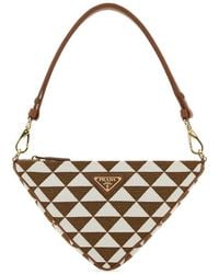 Prada - Triangle Mini Canvas & Leather Shoulder Bag - Lyst