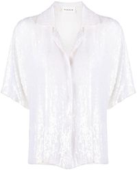 P.A.R.O.S.H. Sequinned Short Sleeve Shirt - White
