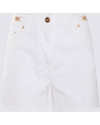 Versace - White Cotton Denim Shorts - Lyst