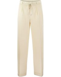 Peserico - Cotton And Linen Trousers - Lyst