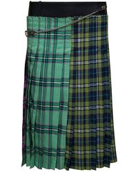 ANDERSSON BELL - Midi Multicolor Skirt With Chain And Check Motif In Fabric Woman - Lyst