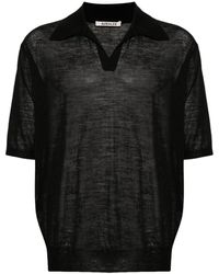 AURALEE - Wool And Silk Blend Polo Shirt - Lyst