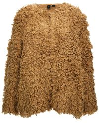 Pinko - Fur-Effect Frog Closure Coat - Lyst