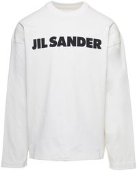 Jil Sander - Crewneck Sweatshirt With Contrasting Logo Print - Lyst