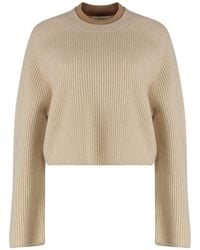 Max Mara - Wool And Cashmere Jersey With A Ribbed Knit - Lyst