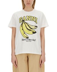 Ganni - Banana Print T-Shirt - Lyst