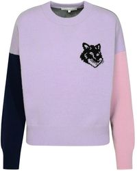 Maison Kitsuné - Fox Head Lilac Wool Sweater - Lyst
