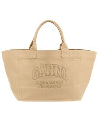 Ganni - 'Xxl' Tote Bag With Tonal Embroidery - Lyst