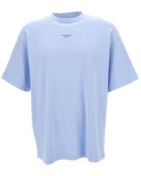 Drole de Monsieur - Light Blue T-shirt With Slogan Print At The Front In Cotton Man - Lyst