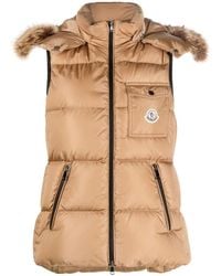 Moncler Hooded Padded Gilet in Pink | Lyst
