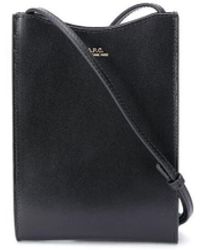 A.P.C. - Jamie Black Leather Crossbody Bag With Logo Woman - Lyst