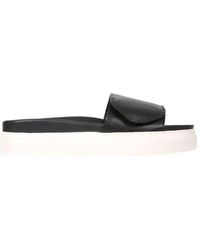 N°21 - Leather Slide Sandals With Logo - Lyst