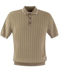 Peserico - Polo Shirt In Pure Cotton Crepe Yarn With Flat Rib - Lyst