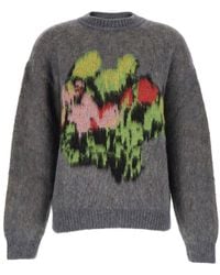 MSGM - Crewneck Sweater With Maxi Embroidery On The Front - Lyst