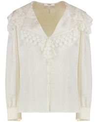 Chloé - Blouse With A Maxi Collar - Lyst