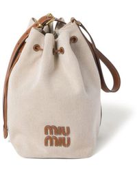 Miu Miu - Logo-Lettering Canvas Bucket Bag - Lyst