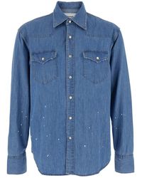 Tonywack - Light Shirt With Classic Collar And All-Over Hand Painted Details - Lyst