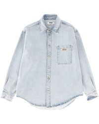 MSGM - Shirt With Embroidered Logo - Lyst