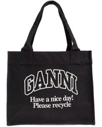 Ganni - Recycled Cotton Large Tote Bag - Lyst