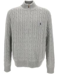 Polo Ralph Lauren - Zip-Up Sweater With Pony Embroidery - Lyst