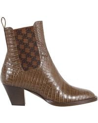 Fendi - Karligraphy Leather Ankle Boots - Lyst