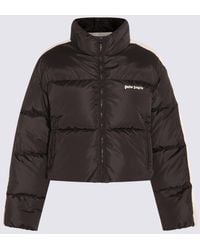 Palm Angels - Black And White Puffer Crop Track Down Jacket - Lyst