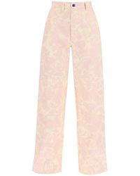 Burberry - "Rose Print Canvas Workwear Pants" - Lyst
