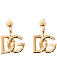 Dolce & Gabbana - Gold-tone Dangling Earrings With Dg Logo In Brass Woman - Lyst