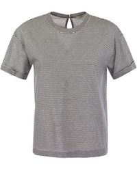 Peserico - Lightweight Striped Jersey T-shirt And Punto Luce - Lyst