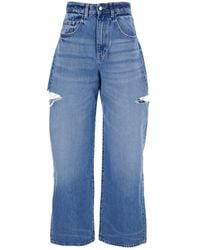 ICON DENIM - 'poppy' Blue Jeans With Logo Patch On The Rear And Ripped Details In Denim Woman - Lyst