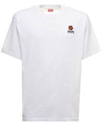KENZO - Cotton T-shirt With Embroidered Crest Logo Man - Lyst